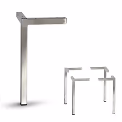 AKB Hardware Set of 4 Modern Square Metal Tube Furniture Legs - Sleek Metal Design Durable and Stylish (11-3/4""""H Brushed ...