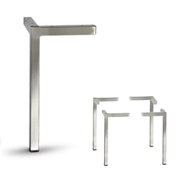 AKB Hardware Set of 4 Modern Square Metal Tube Furniture Legs - Sleek Metal Design  Durable and Stylish (11-3/4""""H Brushed Nickel)