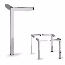 AKB Hardware Set of 4 Modern Square Metal Tube Furniture Legs - Sleek Metal Design  Durable and Stylish (11-3/4""""H Chrome)