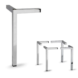 AKB Hardware Set of 4 Modern Square Metal Tube Furniture Legs - Sleek Metal Design  Durable and Stylish (11-3/4""""H Chrome)
