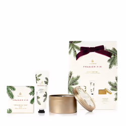 Thymes Frasier Fir Hand Cream Travel Tin Candle Jar and Bar Soap Gift Set - Scented with Notes of Siberian Fir Cedarwood a ...