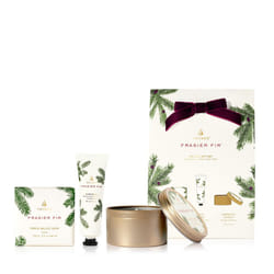 Thymes Frasier Fir Hand Cream  Travel Tin Candle Jar and Bar Soap Gift Set - Scented with Notes of Siberian Fir  Cedarwood  and Sandalwood - Luxury Ho
