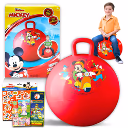 Disney Mickey Mouse Hopper Ball for Kids - Bundle with 15 Inch Mickey Bouncy Ball with Handle Stickers and More (Mickey Mou ...