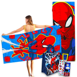 Marvel Spiderman Towel Set for Kids - Bundle with 27x54 Spiderman Microfiber Towel  Tote Bag  Stickers and More (Spiderman Pool and Bathroom Set)