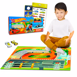 Hot Wheels Mega Mat with Vehicle - Bundle with Hot Wheels Playmat with Vehicle and 4 Racecar Sticker Sheets (Hot Wheels Plays ...