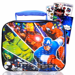 Marvel Avengers Lunch Bag Set For Boys Kids - Bundle with Avengers School Lunch Box With Spiderman Stickers And More (Avenge ...