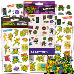 T M N T Teenage Mutant Ninja Turtles Stickers and Tattoos Super Set ~ Bundle with TMNT Stickers and Tattoos for Kids (Ninja ...