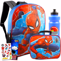 Spiderman School Supplies for Kids - Bundle with Spiderman Backpack and Lunch Bag Plus Stickers Water Bottle and More (Marv ...