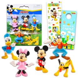 Mickey and Friends Mini Figures 5 Pack - Toy Bundle with 5 Cupcake Topper Figurines Including Mickey  Minnie  and More Plus Mickey Stickers and More (
