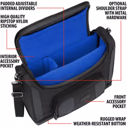 USA Gear Mini Projector Travel Messenger Bag Carry Case up to 31 x 19 x 10 cm - Accessory Pockets Customisable Dividers- Compatible with Elephas,