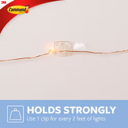 Command Indoor Mini Light Clips  Damage Free Hanging Christmas Light Clips  Mini Wall Clips for Hanging Indoor Christmas Decorations  Lights and Cable
