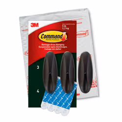Command Outdoor Large Bronze Hooks  Holds up to 5 lb  3 Hooks and 4 Command Strips  Damage Free Hanging Wall Hooks for Hangin ...