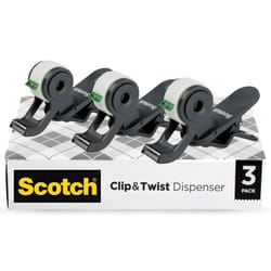 Scotch Brand Clip & Twist Tape Dispenser  Great for Gift Wrapping  Clips to Desks  Tables  Easy Charcoal Gray  3-Pack (C19-3PK-SIOC)