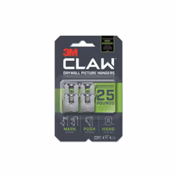 3M MMM3PH25M4ES Claw Drywall Picture Hanger, Holds 25 lbs, 4 Hooks & 4 Spot Markers, Stainless Steel