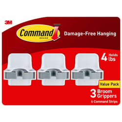 Command Broom and Mop Grippers  3 Hangers and 6 Command Strips  Damage Free Hanging Wall Mount Broom and Mop Holder  Household Cleaning Organizer for