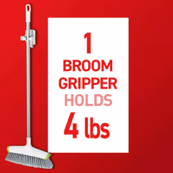 Command Broom and Mop Grippers  3 Hangers and 6 Command Strips  Damage Free Hanging Wall Mount Broom and Mop Holder  Household Cleaning Organizer for