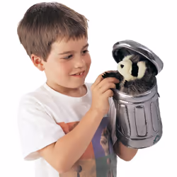 Folkmanis Raccoon in Garbage Can