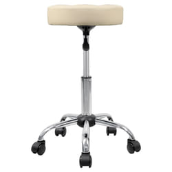 OFFICE FACTOR OfficeFactor Rolling Stool Swivel Chair Pu Leather Height Adjustable Doctor Stool Salon Spa Stools Non Scratch Wheels (Beige)