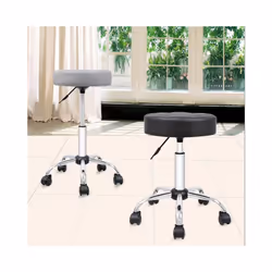OFFICE FACTOR OfficeFactor Rolling Stool Swivel Chair Pu Leather Height Adjustable Doctor Stool Salon Spa Stools Non Scratch Wheels (Beige)