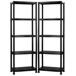 2x Oypla 5 Tier Black Plastic Heavy Duty Shelving Racking Storage Unit