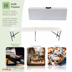 Oypla 6ft 1.8m Folding Heavy Duty Outdoor 4 Person Trestle Bench Chair