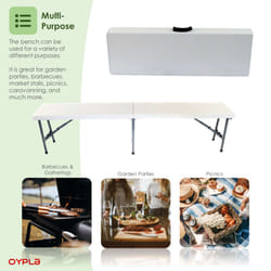 Oypla 6ft 1.8m Folding Heavy Duty Outdoor 4 Person Trestle Bench Chair