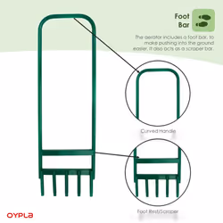 Oypla Hollow Tine 5 Spike Hand Lawn Grass Soil Aerator Outdoor Garden