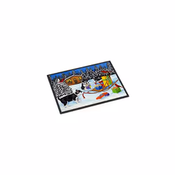 AMB1318JMAT Christmas Mush Siberian Husky Indoor or Outdoor Mat, 24 inches x 36 inches, Multicolor