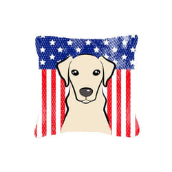 Carolines Treasures BB2152PW1818 American Flag & Yellow Labrador Fabric Decorative Pillow, 18 x 3 x 18 in.