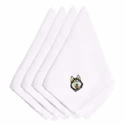 Caroline's Treasures EMBT2305NPKE Siberian Husky Embroidered Napkins Set of 4 20 Multicolor