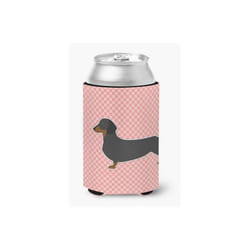 Carolines Treasures BB3582CC Dachshund Checkerboard Pink Can or Bottle Hugger