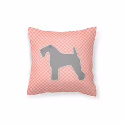 Carolines Treasures BB3592PW1414 Kerry Blue Terrier Checkerboard Pink Fabric Decorative Pillow