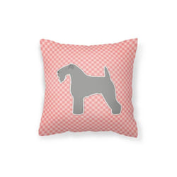 Carolines Treasures BB3592PW1414 Kerry Blue Terrier Checkerboard Pink Fabric Decorative Pillow