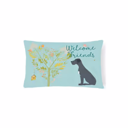 Carolines Treasures BB7587PW1216 Welcome Friends Black Great Dane Canvas Fabric Decorative Pillow, 12 x 16 in.