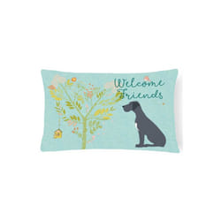 Carolines Treasures BB7587PW1216 Welcome Friends Black Great Dane Canvas Fabric Decorative Pillow, 12 x 16 in.
