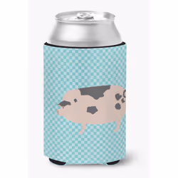""Caroline's Treasures Gloucester Old Spot Pig Blue Check Decorative Can Hugger Multicolor""