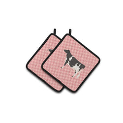 Carolines Treasures BB7822PTHD Holstein Cow Pink Check Pair of Pot Holders