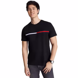 Tommy Hilfiger Men's Regular Fit Flag Embroidered Crew Neck T-Shirt B
