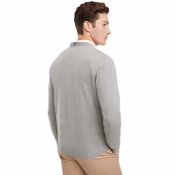Tommy Hilfiger Men's Cotton V Neck Sweater  Grey  L