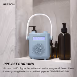 DAB DAB+ FM Radio Bathroom Shower, IPX5 Water Resistant Waterproof, Portable IPX5, Digital FM Radio & Wireless Bluetooth, Built-in Rechargeable
