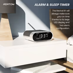 Revival DAB+ DAB Digital FM Radio, Dual Alarm Clock, Wireless Bluetooth 5.0, Sleep Timer, USB Moblie Charger, Headphone & AUX (Silver)