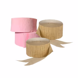 Pink and Dark Metallic Gold Crepe Paper Streamers; Made in USA