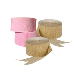 Pink and Dark Metallic Gold Crepe Paper Streamers; Made in USA