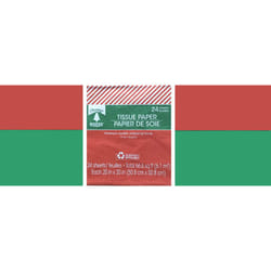 24 Red & Green Christmas Tissue Paper (Solid Colors)