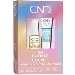 CND Cuticle Couple  SolarOil + Cuticle Eraser  Natural Blend Oils  Moisturizes and Conditions Skin  Gentle Exfoliator  0.5 fl oz.