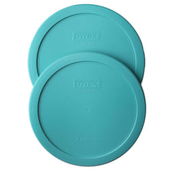 Pyrex 7402-PC 7-Cup Turquoise Plastic Food Storage Lid  2 Pack - Original Genuine Pyrex - Made In The USA