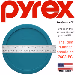 Pyrex 7402-PC 7-Cup Turquoise Plastic Food Storage Lid  2 Pack - Original Genuine Pyrex - Made In The USA