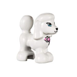 LEGO White Poodle Animal Minifigure W/Pink Collar Lady Tina