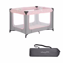 Dream On Me Zodiak Portable Playard in Grey and Pink  Lightweight  Packable and Easy Setup Baby Playard  Breathable Mesh Side ...