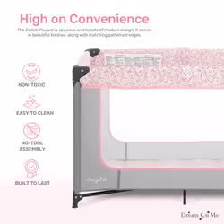 Dream On Me Zodiak Portable Playard in Grey and Pink  Lightweight  Packable and Easy Setup Baby Playard  Breathable Mesh Sides and Soft Fabric - Comes